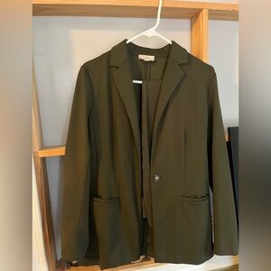 LOFT Olive Green Blazer with Matching Skinny Ankle Pants